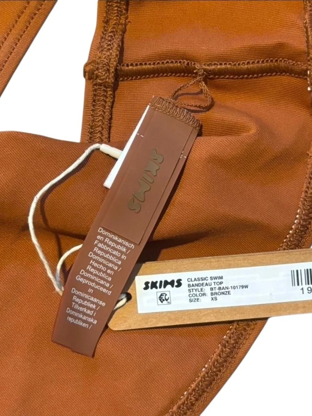 NWT SKIMS Classic Swim Bandeau Bikini Top Strapless Bronze XS